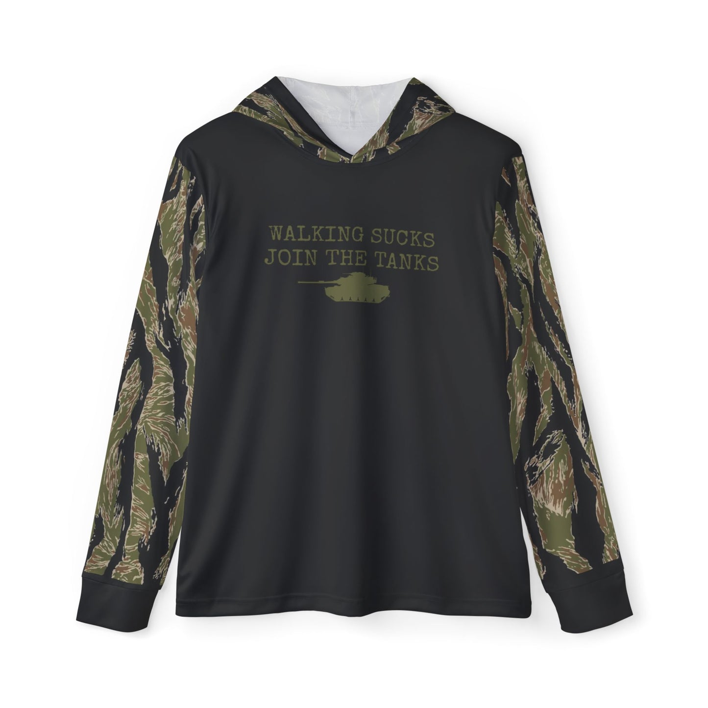 Men's Sports Warmup Hoodie - "Walking Sucks, Join The Tanks" Camo Design