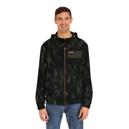 Multicam Black Tanker Flag Full-Zip Hoodie (AOP)