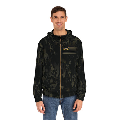 Multicam Black Tanker Flag Full-Zip Hoodie (AOP)