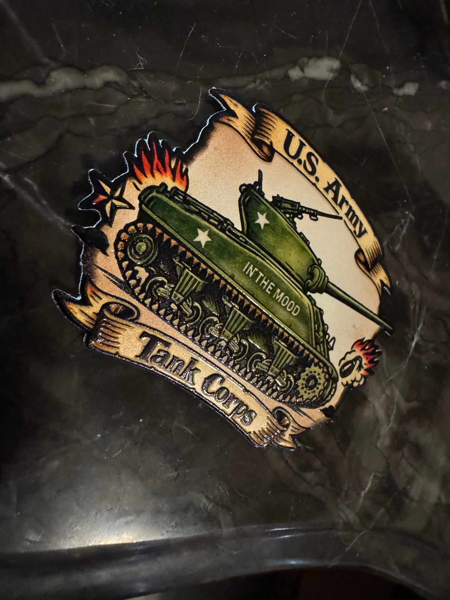 3” embossed Tank Corps stickers